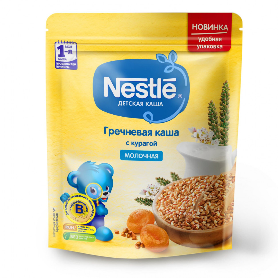 Каша Nestle молочная гречневая курага 220г c 6 месяцев Дойпак