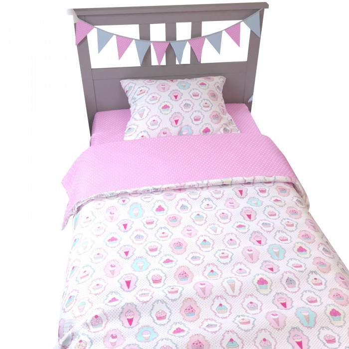 Комплект в кроватку AmaroBaby TIME TO SLEEP Пироженки 1,5 спальный 3 предмета розовый