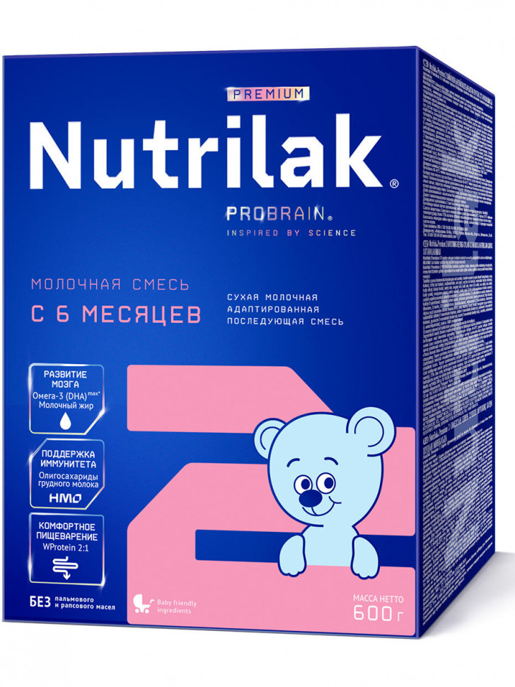 Молочная смесь Нутрилак Nutrilak Premium+ 2 сухая адаптированная последующая 6-12 мес 600 гр