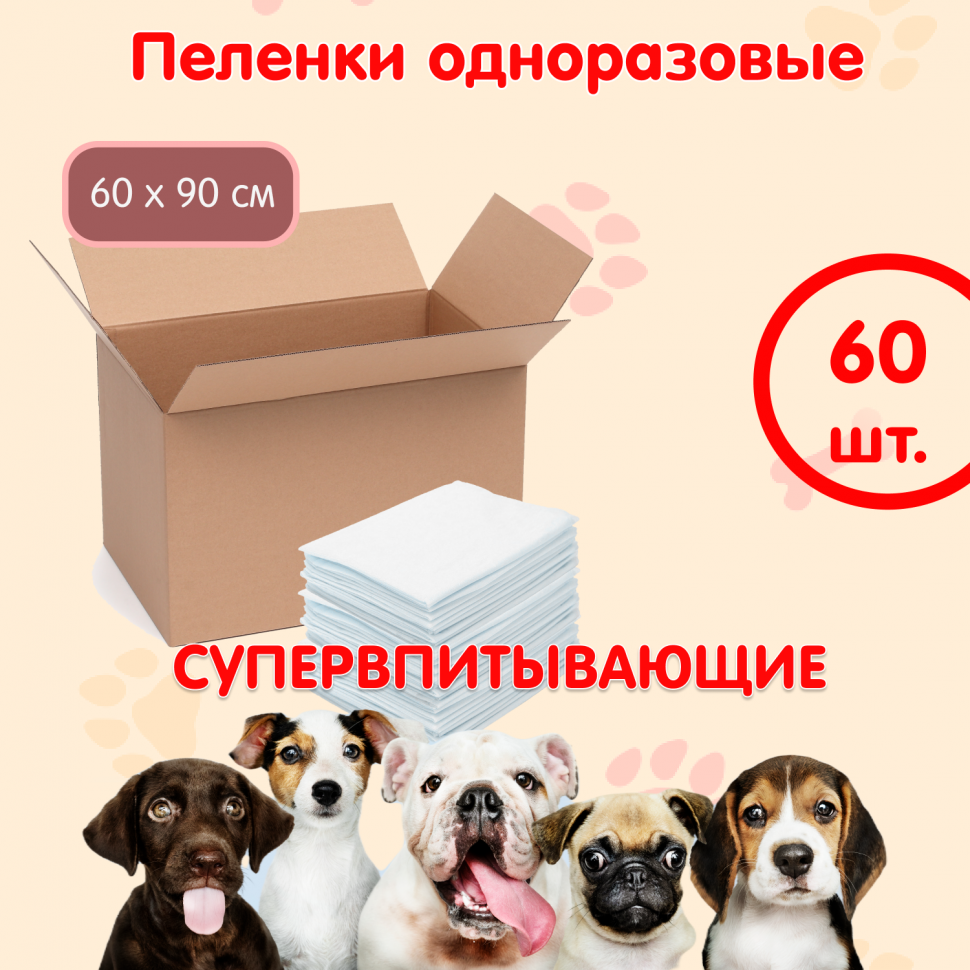 Пеленки INSEENSE Daily Comfort одноразовые впитывающие для животных  60х60см (80 шт.) в коробке