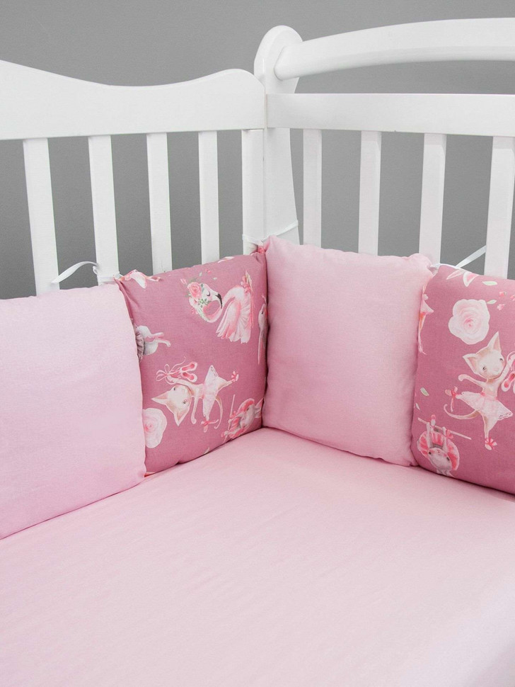 Комплект в кроватку AmaroBaby Premium Нежный танец 18 предметов розовый поплин