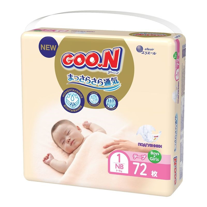 Подгузники GooN Soft 1/NB 2-5 кг 72 шт