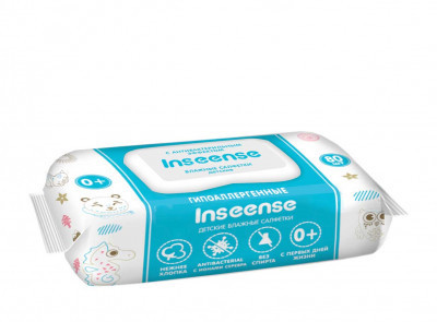 Влажные салфетки Inseense антибактериальные детские 80 шт х 4 упаковок
