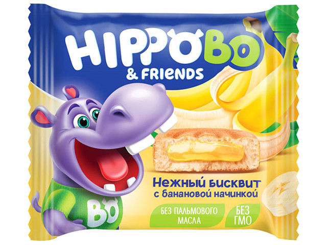 Пирожное HIPPOBO с банановой начинкой 32г х 12 шт шоубокс 