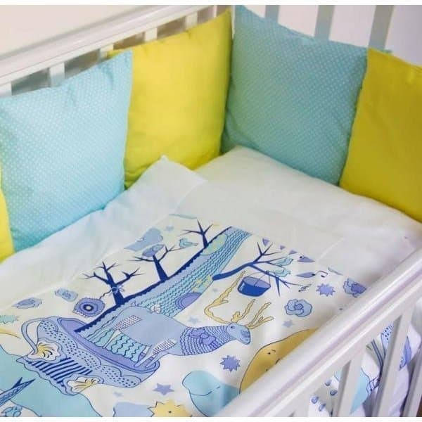 Комплект в кроватку ByTwinz Северное сияние с бортиками подушками 6 предметов
