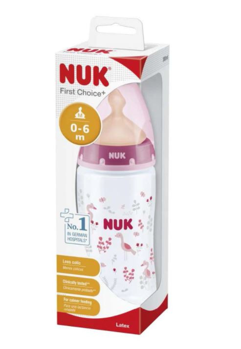 Бутылочка NUK First Choice Plus с соской из латекса Птицы c отверстием М размер 1 300 мл