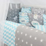 Комплект в кроватку ByTwinz с игрушками-подушками Котики голубой 4 предмета