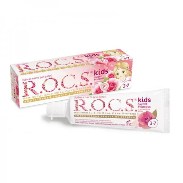 Зубная паста ROCS аромат розы 3-7 лет, 45 г