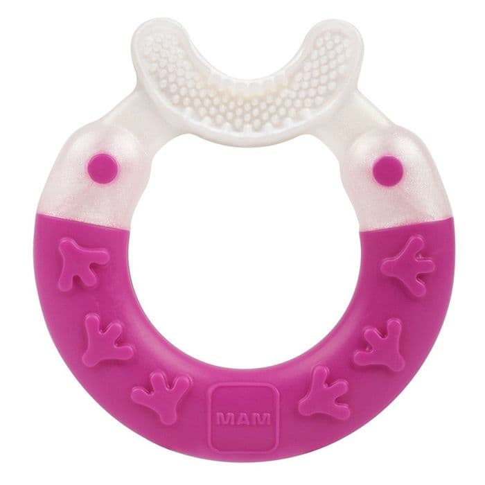 Прорезыватель для зубов MAM Bite&Brush teether 3+ бело-розовый Deep Pink