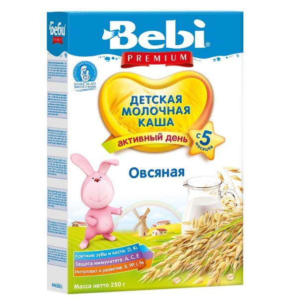 Каша Bebi (Беби) Premium овсянка с молоком с 5 мес. 250 г