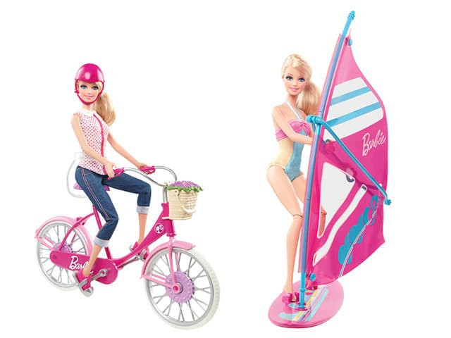 купить Набор аксессуары для прогулки Barbie MATTEL виндсерф велосипед BDF34