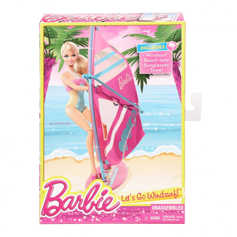 Набор аксессуары для прогулки Barbie MATTEL виндсерф велосипед BDF34