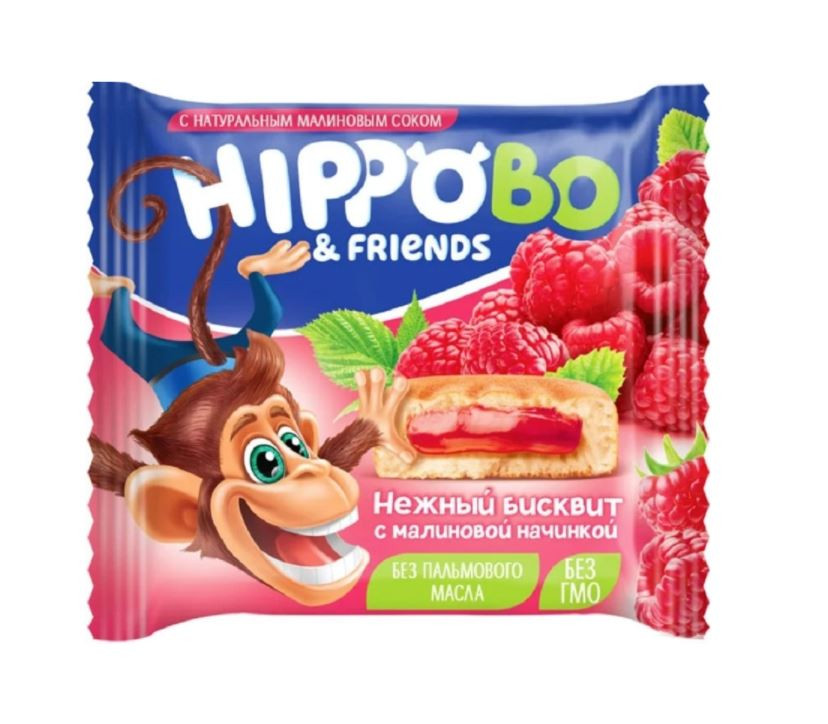 Пирожное HIPPOBO с малиновой начинкой 32г х 12 шт шоубокс 