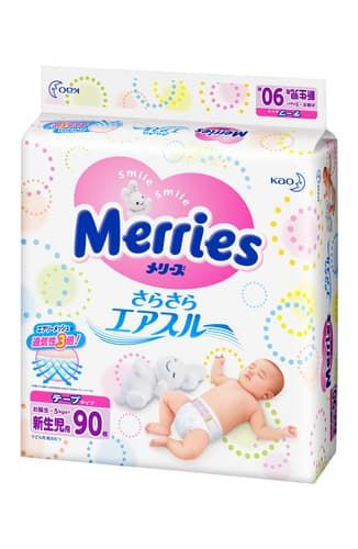 Подгузники Merries Air Through 0-5 кг 90 шт цена, фото, купить, продажа в магазине детских товаров Денма