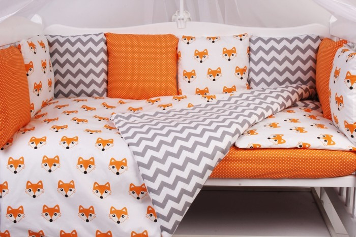 Комплект в кроватку AmaroBaby LUCKY 15 предметов оранжевый поплин/бязь