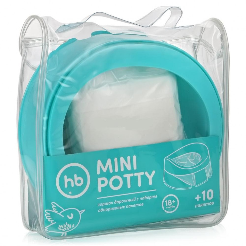 Горшок дорожный Happy Baby Mini Potty Blue с набором пакетов 10 шт 34004