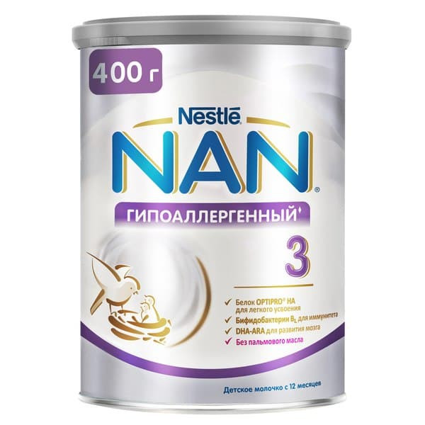 Молочная смесь Nestle NAN ГА 3 Премиум Optipro с 12 месяцев 400 гр