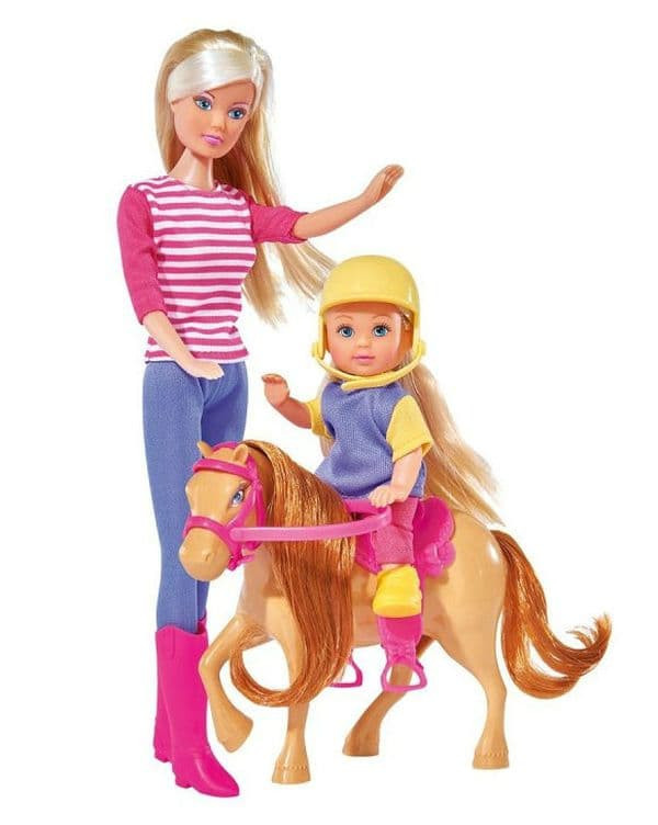 Кукла Simba Штеффи и Еви с пони на ферме