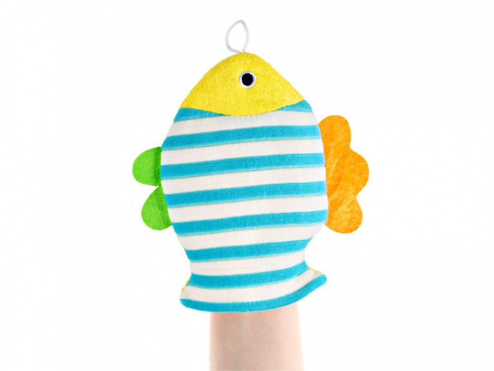 Terry bath sponge-mitten fish