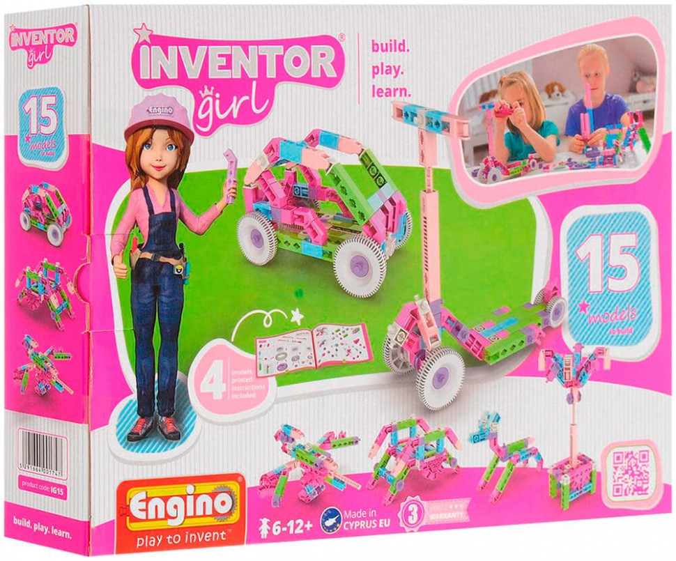 Конструктор ENGINO IG15 INVENTOR GIRLS Набор из 15 моделей