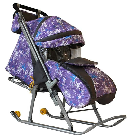 Санки-коляска Галактика Скандинавия Galaxy Ёлки на фиолетовом