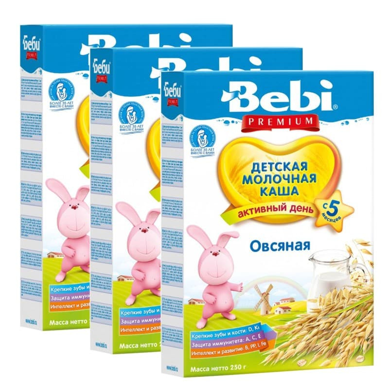 Каша Bebi Premium Овсянка мол с 5 мес 250 гр набор из 3 шт