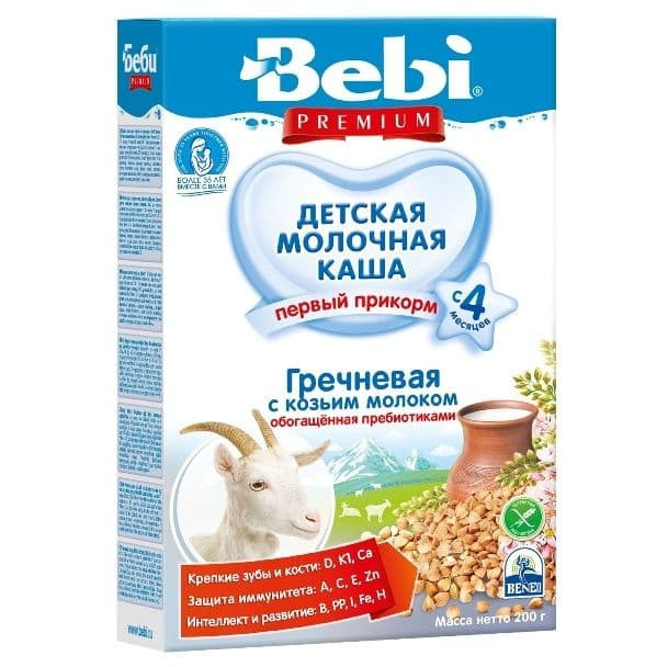 Каша Bebi (Беби) Premium гречка с козьим молоком и пребиотиками с 4 мес 200 г