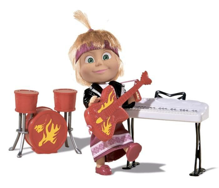 Кукла Simba Маша в рок-наряде с гитарой синтезатором и барабанами 2