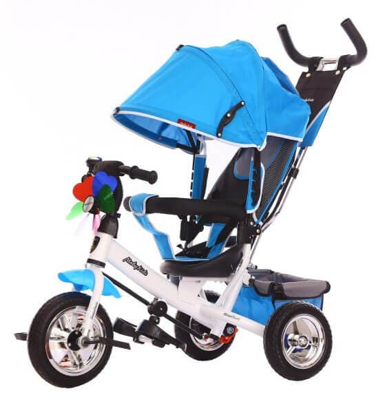 Велосипед трехколесный Moby Kids Comfort 10x8 EVA голубой c игрушкой