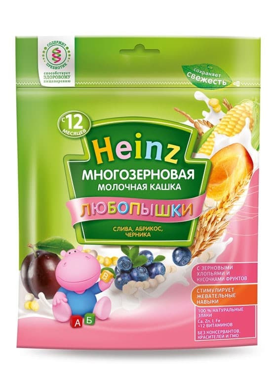 Каша Heinz Любопышка многозерновая со сливой абрикосом и черникой с 12 мес 200 г