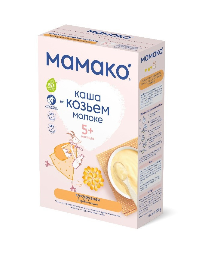 Каша МАМАКО кукурузная с пребиотиком на козьем молоке с 5 мес 200 г 