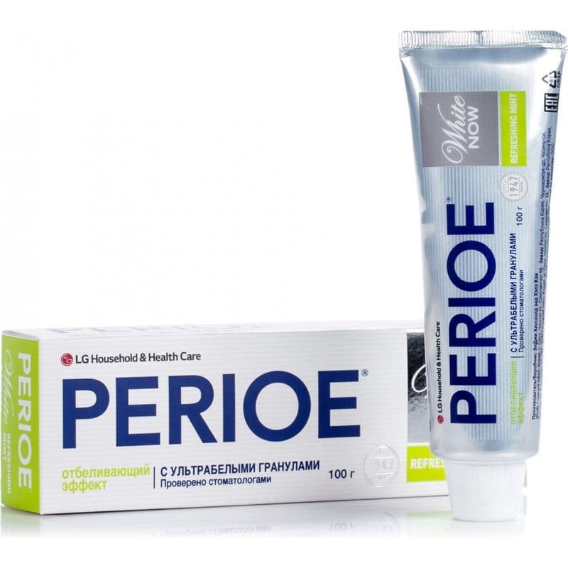 Зубная паста PERIOE отбеливающая white now refreshing mint освежающая мята 100 гр
