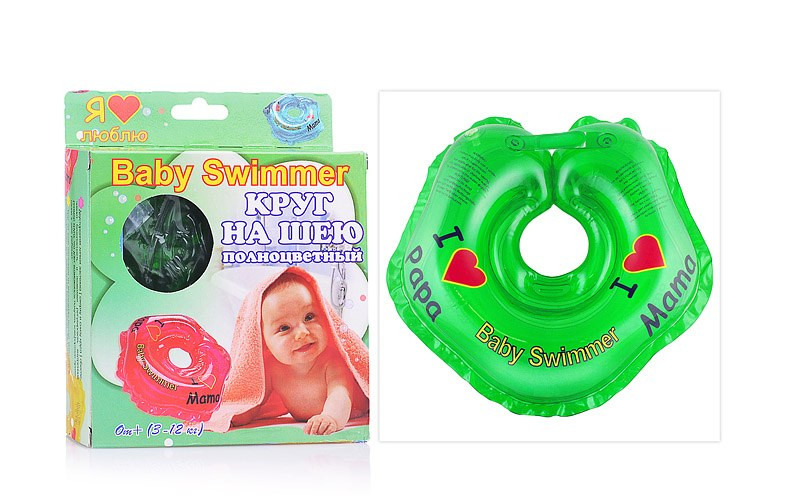 Круг на шею Baby Swimmer надувной полноцветный зеленый BS21G 10036