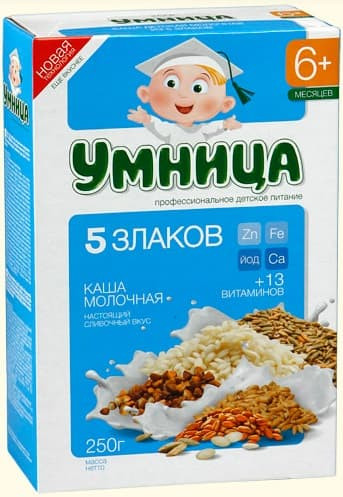 Каша Умница молочная 5 злаков с 6 месяцев 200гр