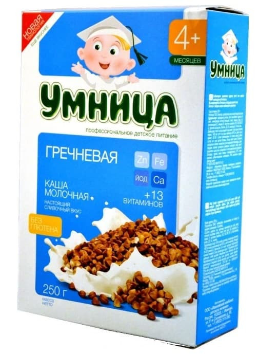 Каша "Умница" молочная гречневая, с 4 месяцев, 200 гр.