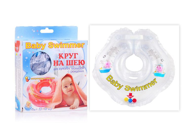 Круг на шею Baby Swimmer надувной прозрачный+внутри погремушка BS01T-B 11044