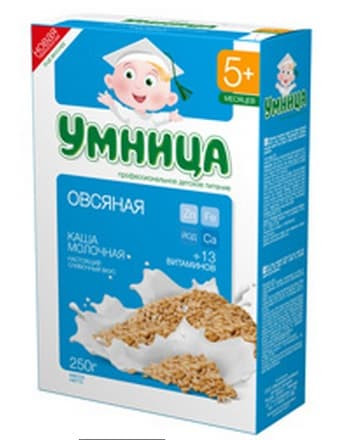 Каша "Умница" молочная овсяная , с 5 месяцев, 200 гр.