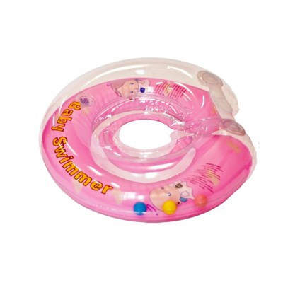 Круг на шею Baby Swimmer надувной полуцвет розовый+внутри погремушка BS12A-B 21030