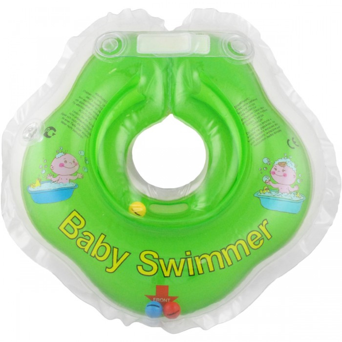 Круг на шею Baby Swimmer надувной полуцвет салатовый+внутри погремушка 11051 BS02C-B