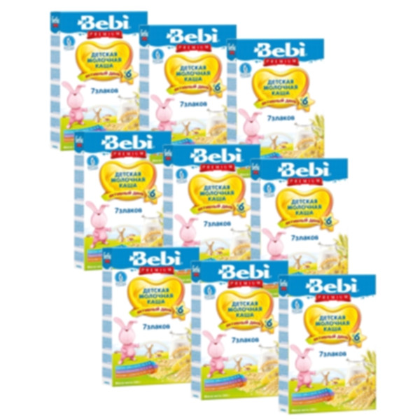 Каша Bebi Premium 7 злаков молочная с 6 мес 200 гр упаковка 9 шт
