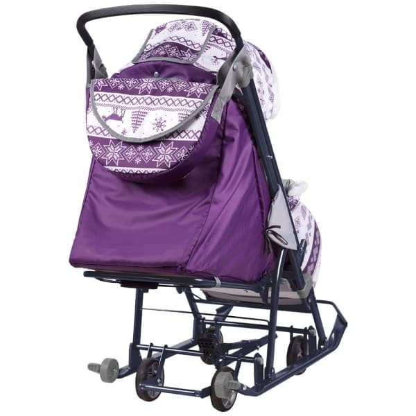 Sledge stroller combined with convertible body Disney Nashidetki print Scandinavian blue
