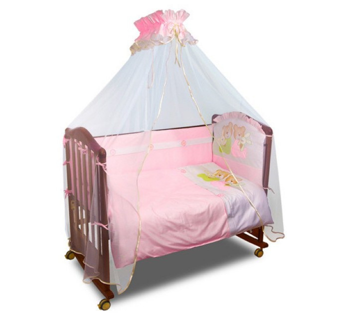 Комплект в кроватку Сонный Гномик 765/2 Пуговки 7 предметов розовый