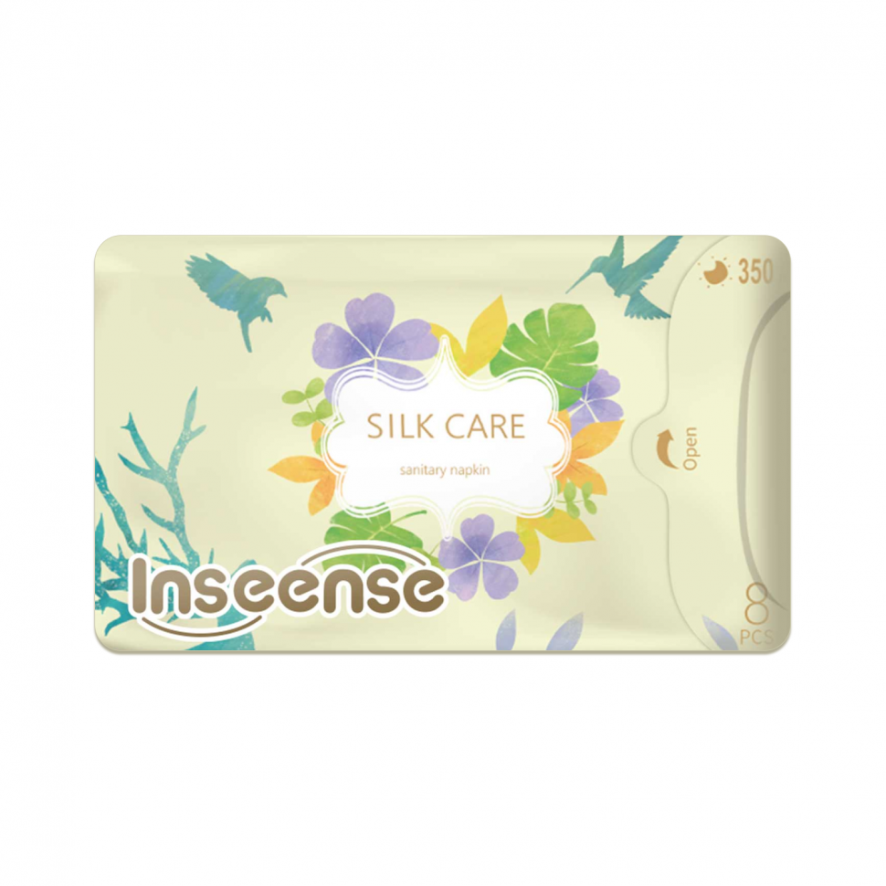 Прокладки INSEENSE Silk Care женские гигиенические ночные плюс 7 капель 350 мм 8 шт  3 упаковки