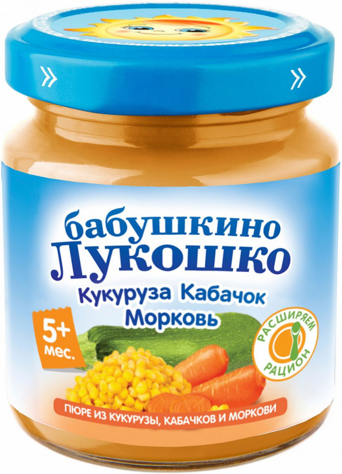 Пюре Бабушкино лукошко Кукуруза-Кабачок-Морковь с 5 мес 100 г