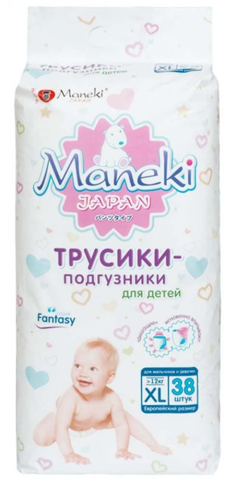 Подгузники-трусики MANEKI Fantasy XL 12+ кг 38 шт