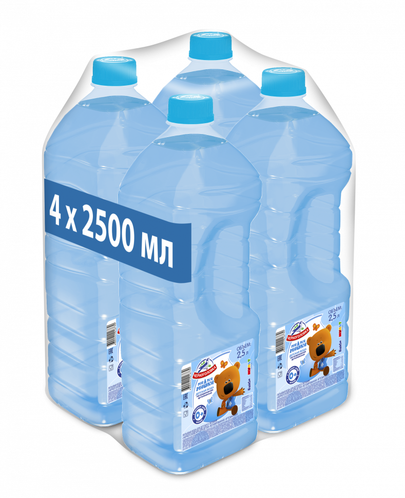 Вода Черноголовка Бейби артезианская для детей негазированная ПЭТ 2,5 л 4 штуки