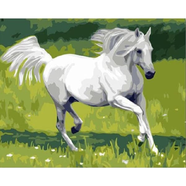 Роспись по холсту Белый конь 40х50 см Картина по номерам