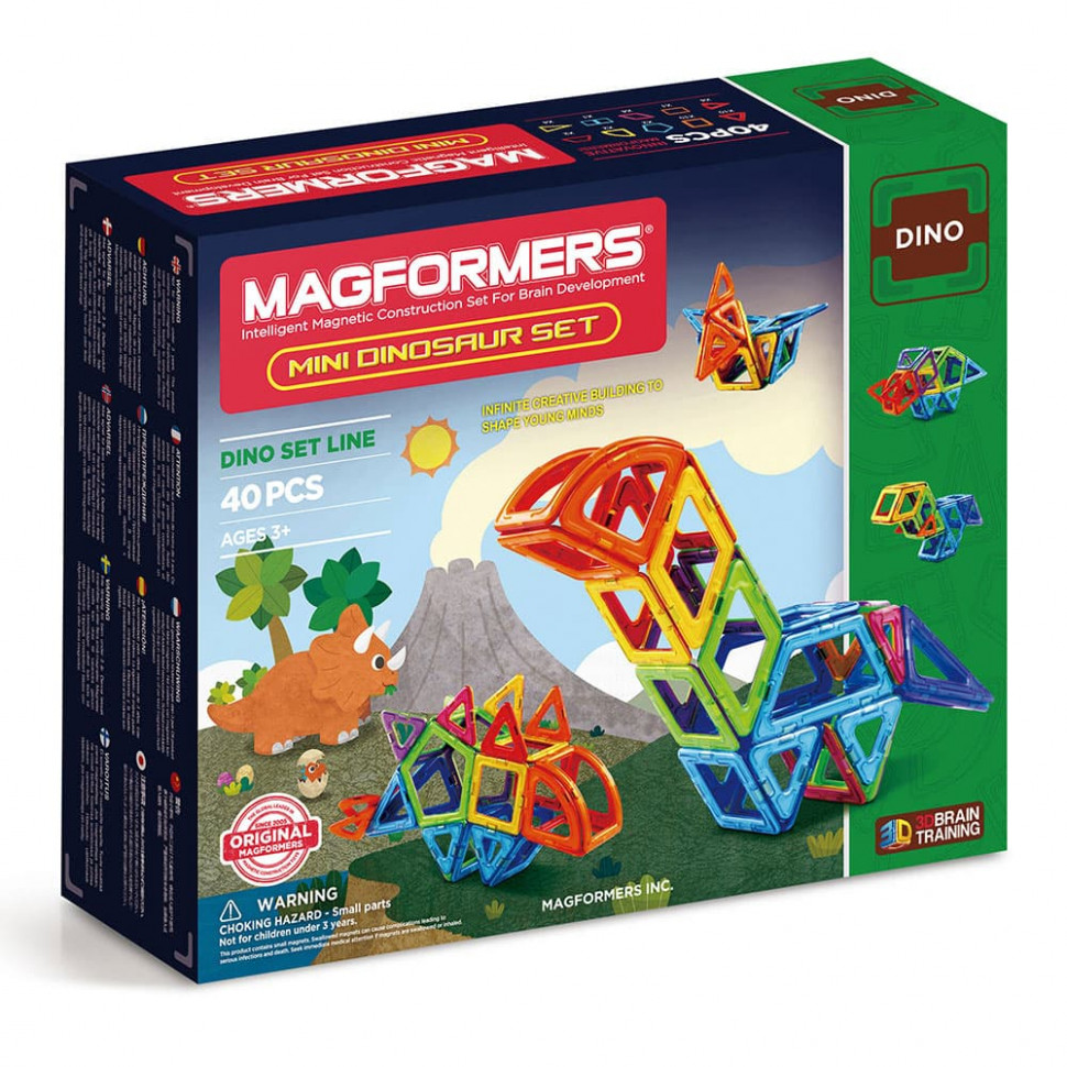 Магнитный конструктор MAGFORMERS Mini Dinosaur set 40
