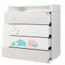Dresser 4 drawer Topotushki Elephants white+print
