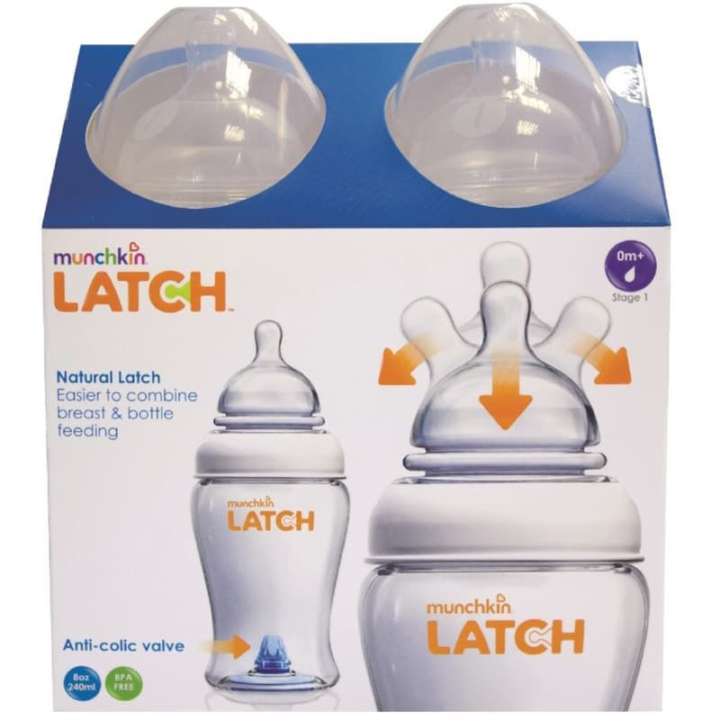  Бутылочки для кормления Munchkin Latch антиколиковые 2 шт по 120 мл с сосками для новорожденного 11620 в фирменной упаковке